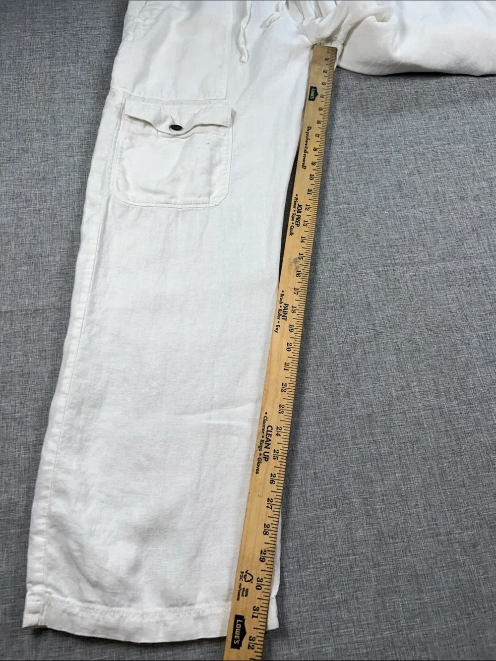 Guess Jeans Men’s 34x32 White Linen Cargo Pants Resort Beach Drawstring